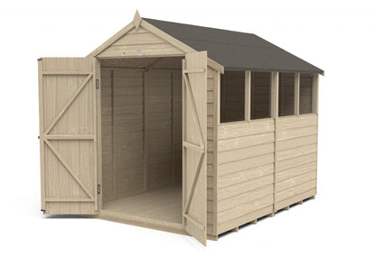Overlap Pressure Treated 8×6 Apex Shed – Double Door, 4 Windows