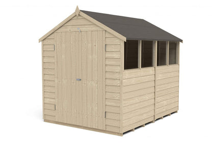 Overlap Pressure Treated 8×6 Apex Shed – Double Door, 4 Windows