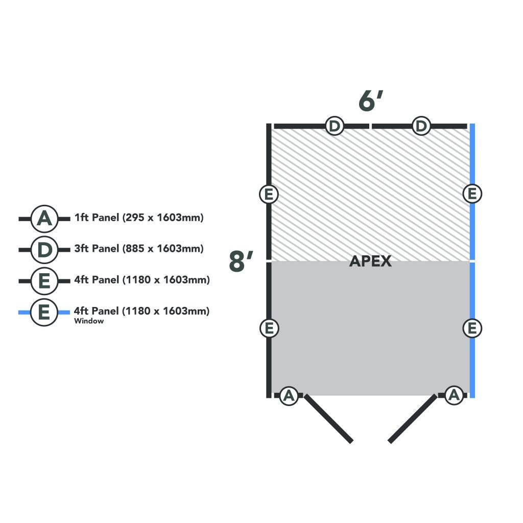 Overlap Pressure Treated 8×6 Apex Shed – Double Door, 4 Windows