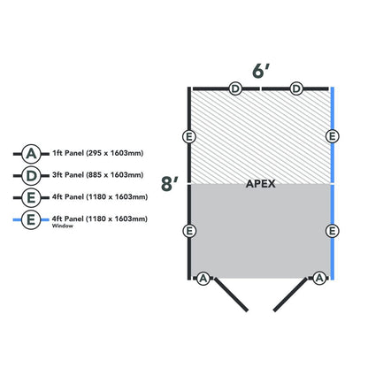 Overlap Pressure Treated 8×6 Apex Shed – Double Door, 4 Windows
