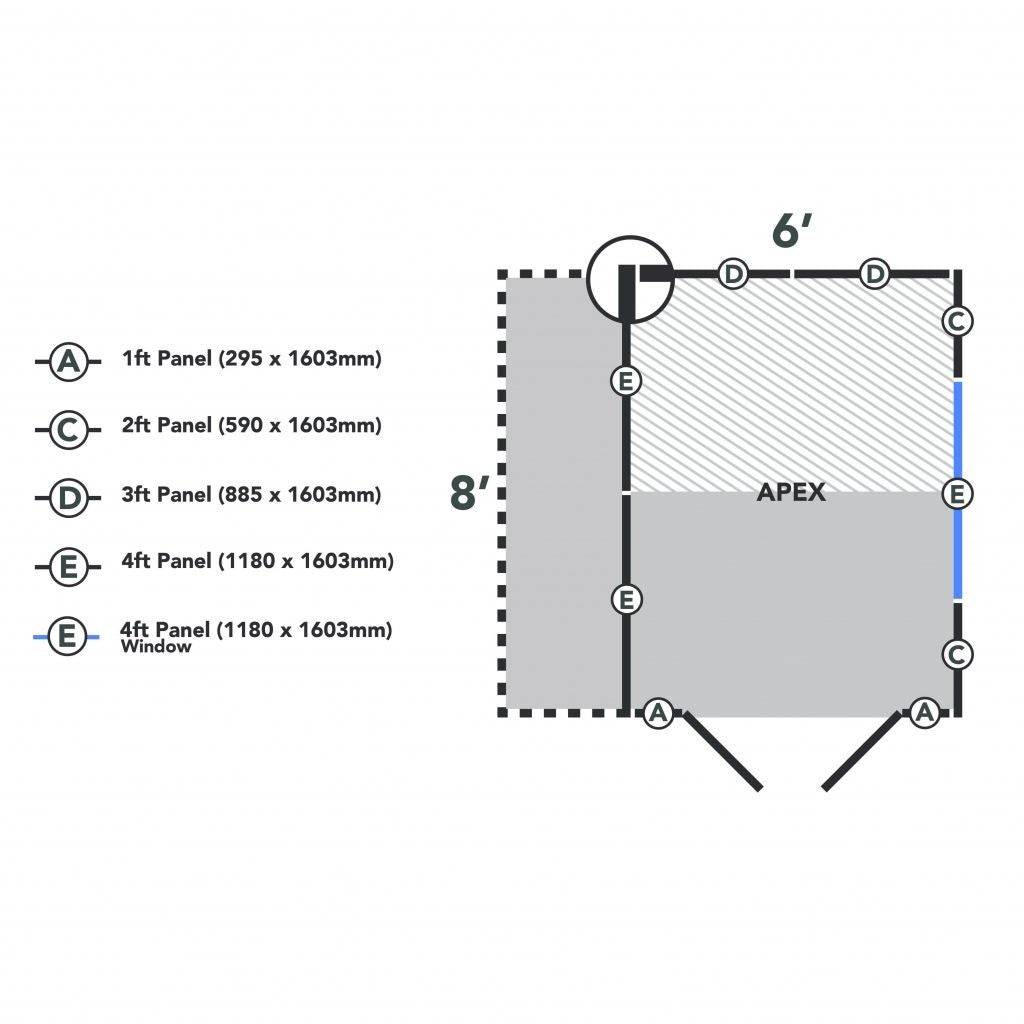 Overlap Pressure Treated 6x8 Apex Shed - Double Door with Lean To