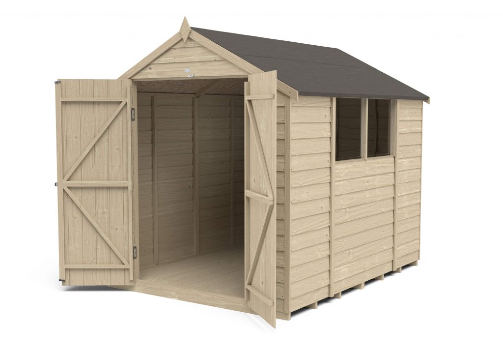 Overlap Pressure Treated 8×6 Apex Shed – Double Door