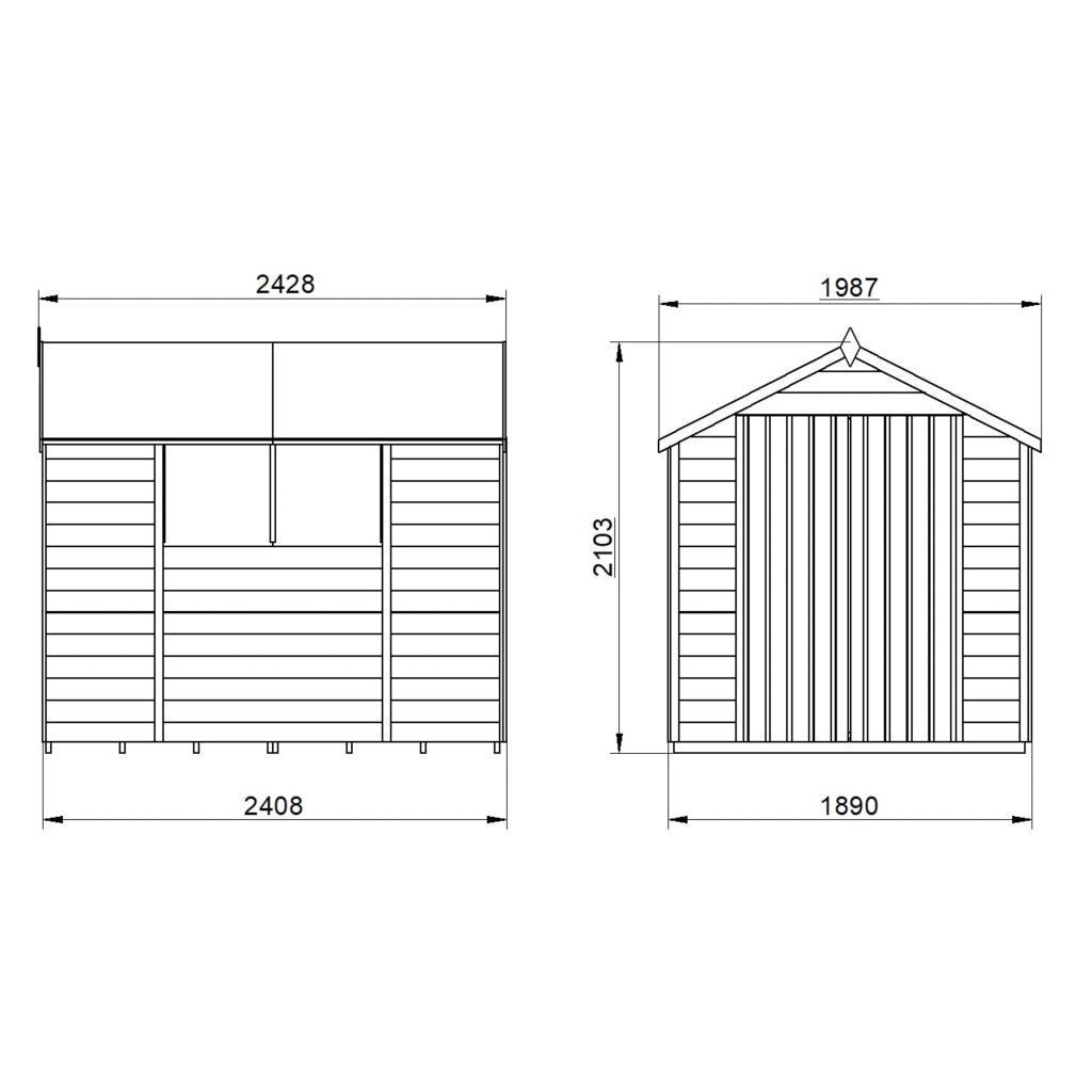 Overlap Pressure Treated 8×6 Apex Shed – Double Door