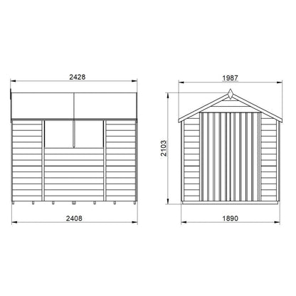 Overlap Pressure Treated 8×6 Apex Shed – Double Door