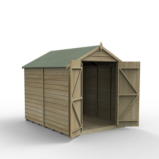 Overlap Pressure Treated 8×6 Apex Shed – Double Door, No Windows
