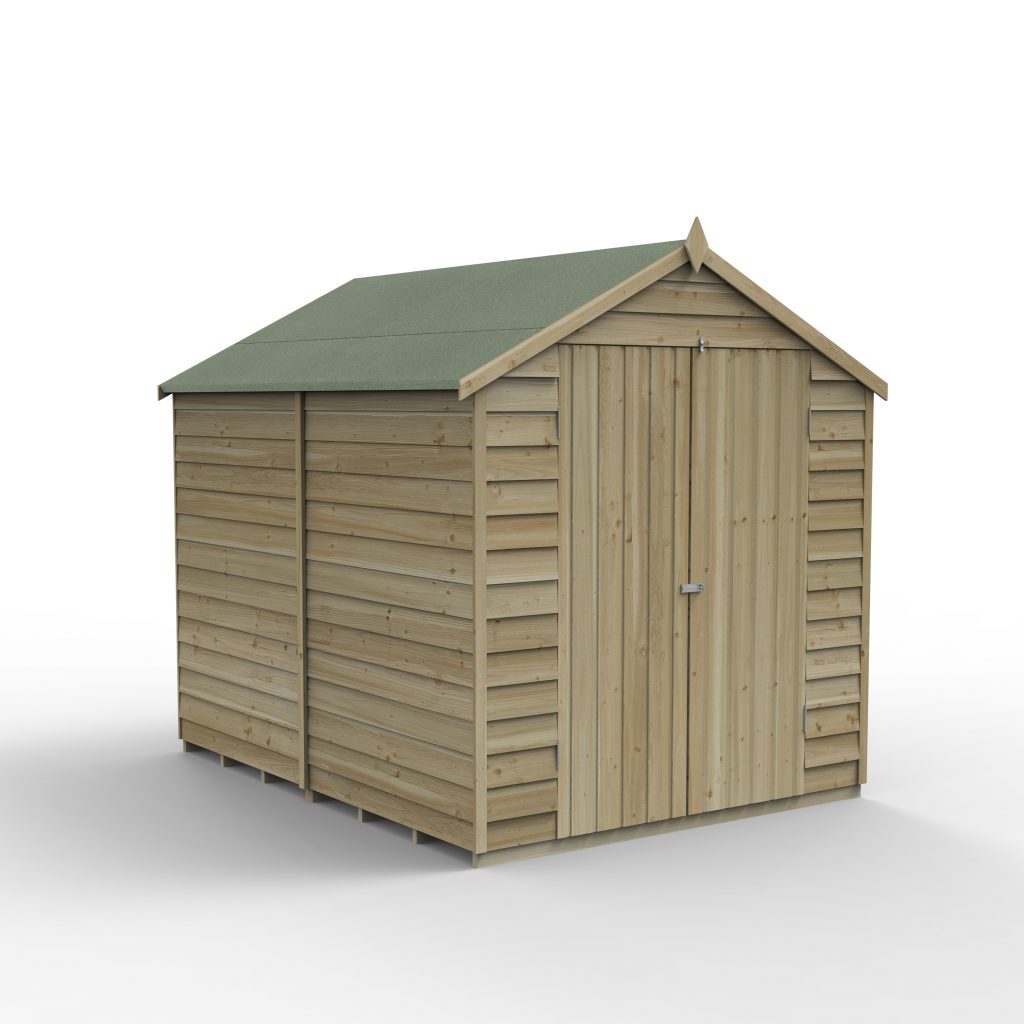 Overlap Pressure Treated 8×6 Apex Shed – Double Door, No Windows