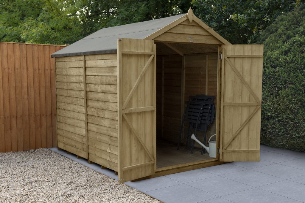 Overlap Pressure Treated 8×6 Apex Shed – Double Door, No Windows