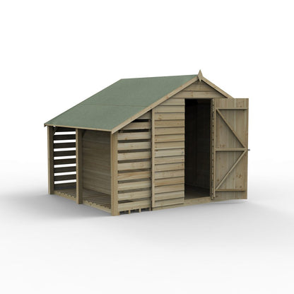 Overlap Pressure Treated 6x8 Apex Shed - No Window with Lean To