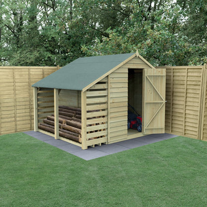 Overlap Pressure Treated 6x8 Apex Shed - No Window with Lean To