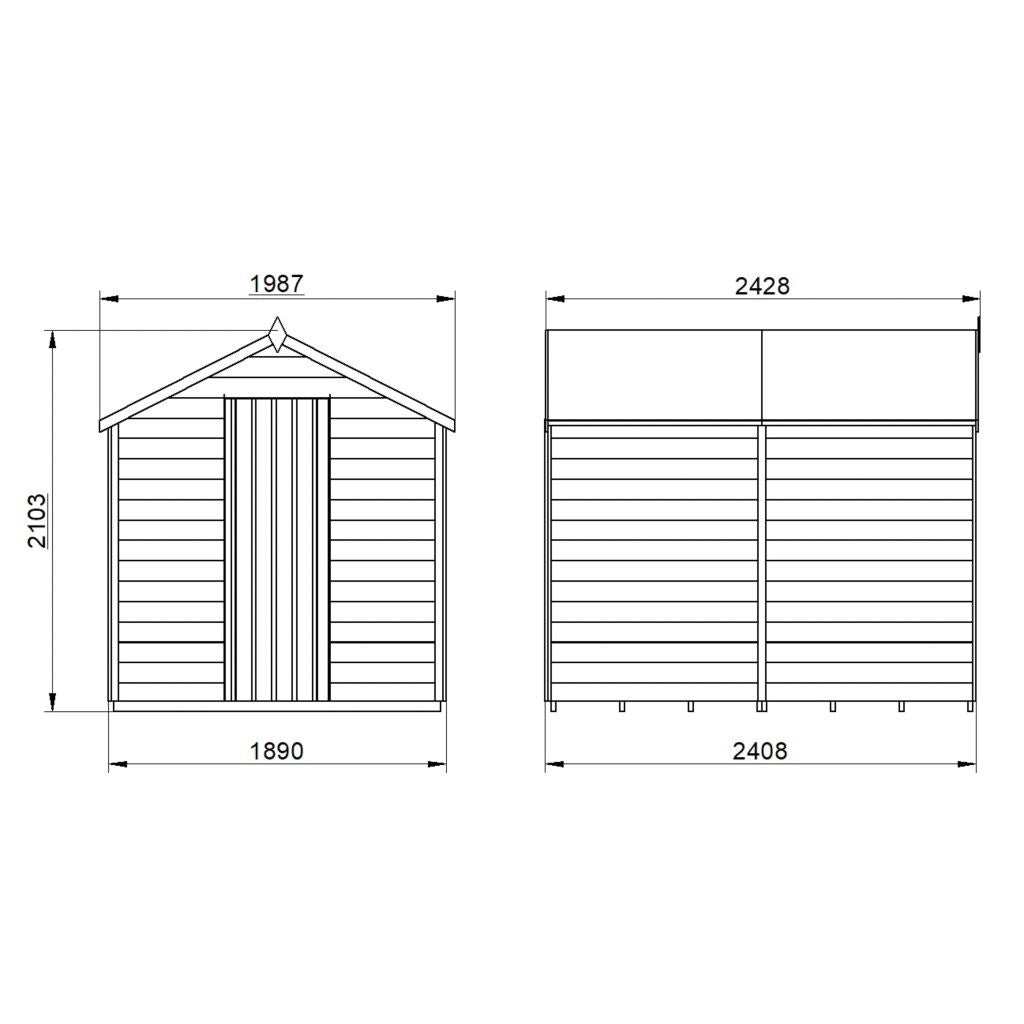 Overlap Pressure Treated 8×6 Apex Shed – No Window