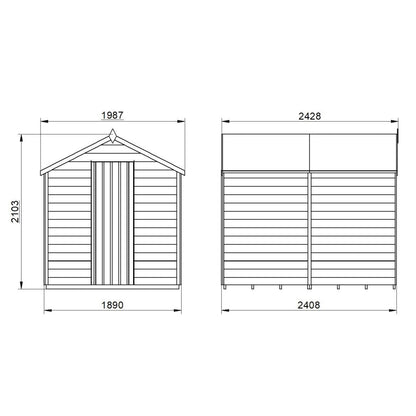 Overlap Pressure Treated 8×6 Apex Shed – No Window