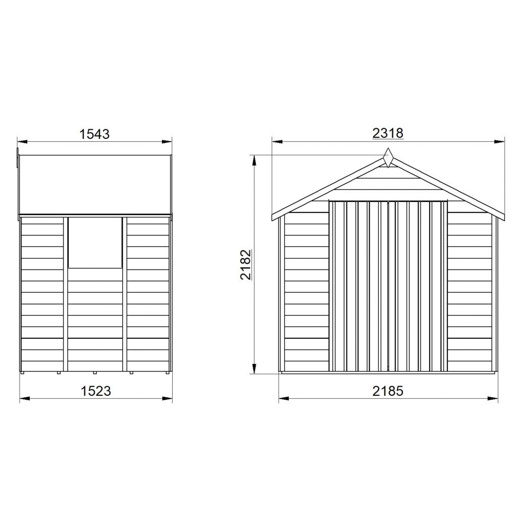 Overlap Pressure Treated 7×5 Apex Shed – Double Door