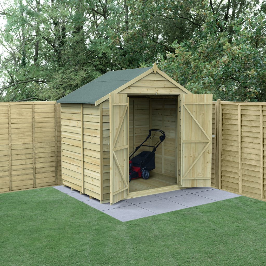 Overlap Pressure Treated 7x5 Apex Shed - No Window, Double Door