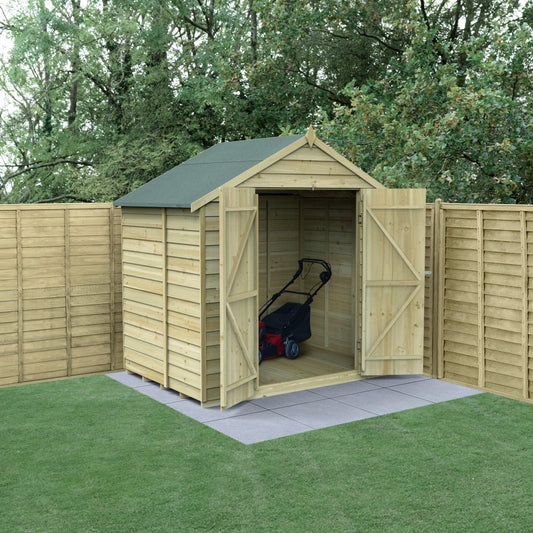 Overlap Pressure Treated 7x5 Apex Shed - No Window, Double Door