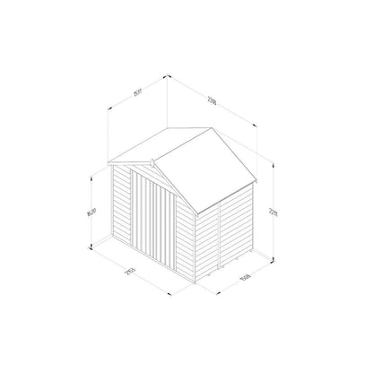 Overlap Pressure Treated 7x5 Apex Shed - No Window, Double Door