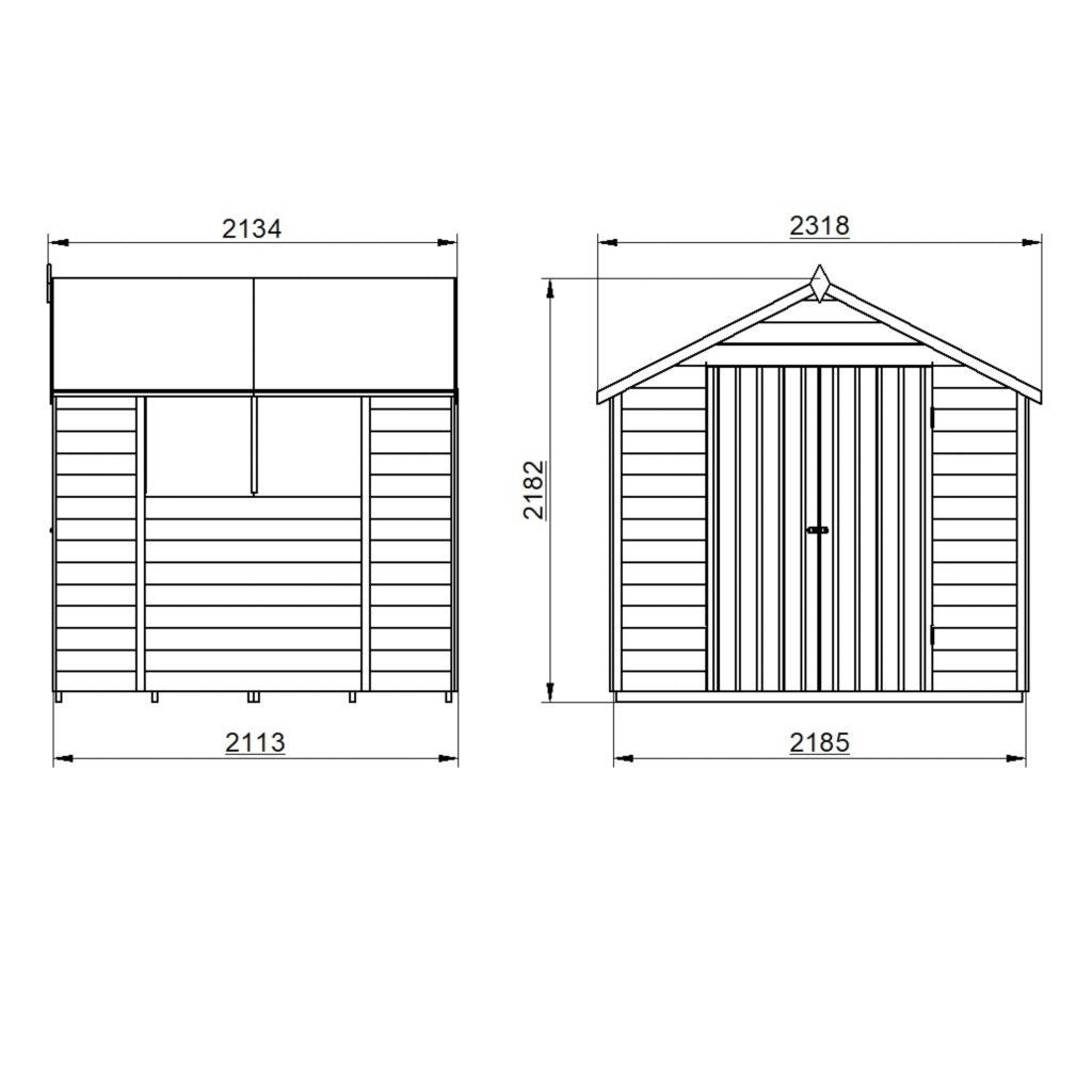 Overlap Pressure Treated 7×7 Apex Shed – Double Door