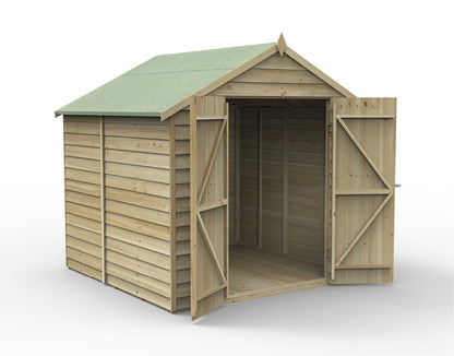 Overlap Pressure Treated 7x7 Apex Shed - No Window, Double Door