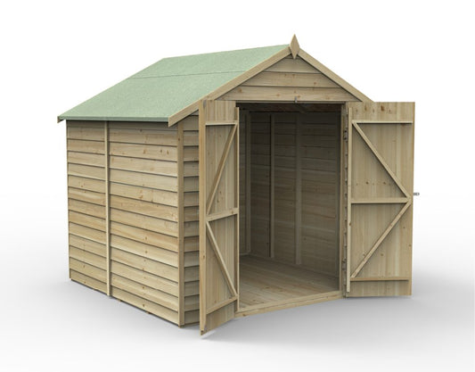 Overlap Pressure Treated 7x7 Apex Shed - No Window, Double Door