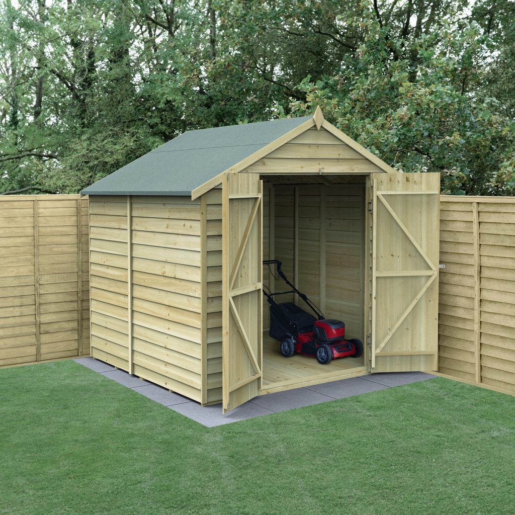 Overlap Pressure Treated 7x7 Apex Shed - No Window, Double Door