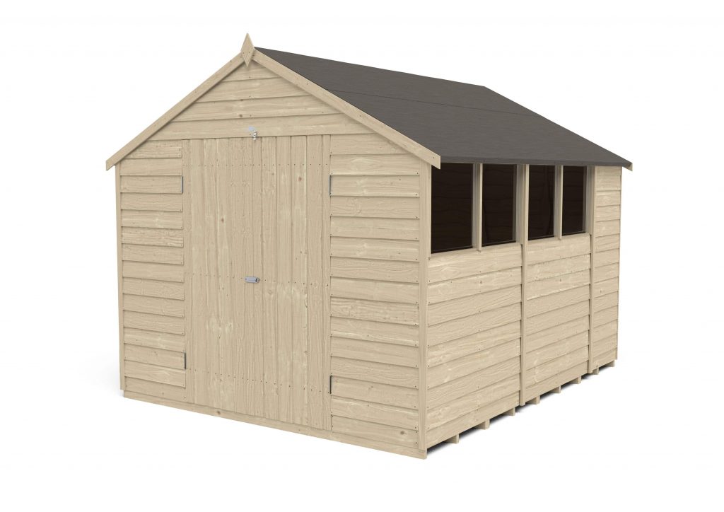Overlap Pressure Treated 10×8 Apex Shed – Double Door