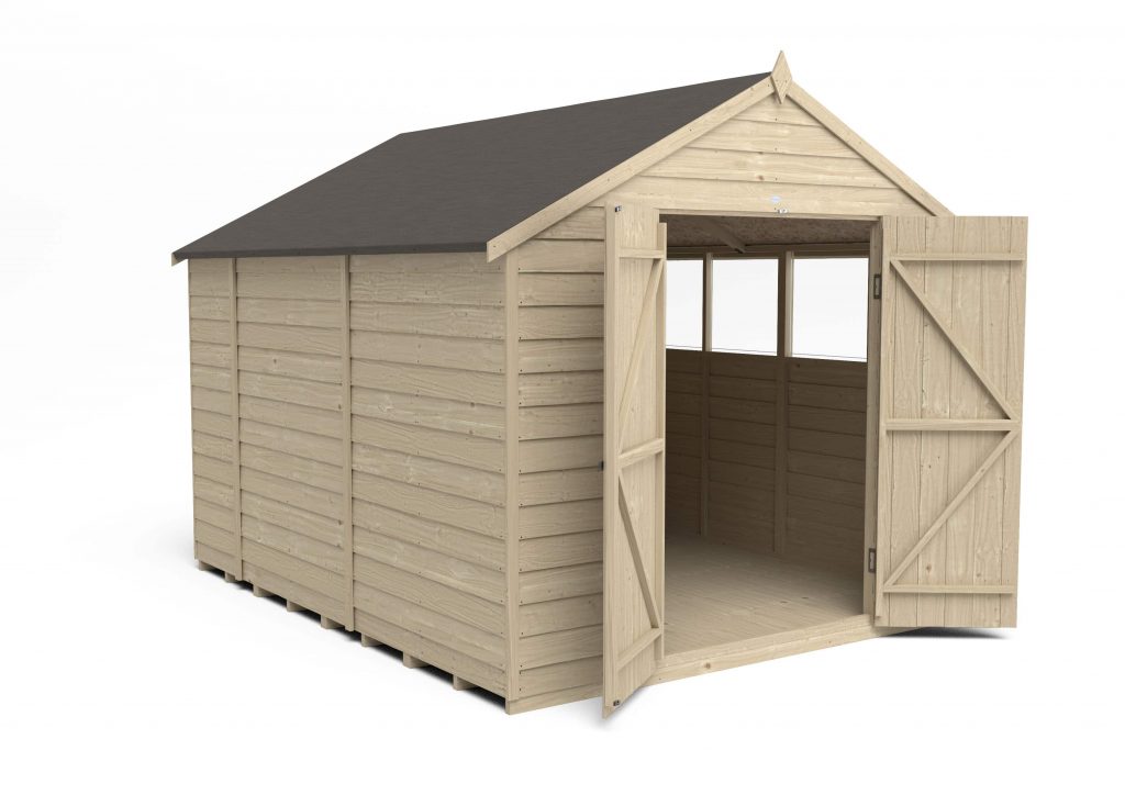 Overlap Pressure Treated 10×8 Apex Shed – Double Door