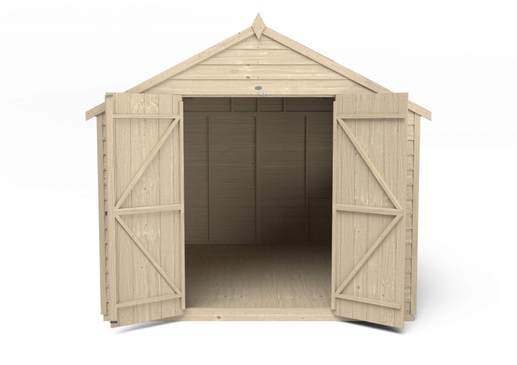 Overlap Pressure Treated 10×8 Apex Shed – Double Door, No Windows