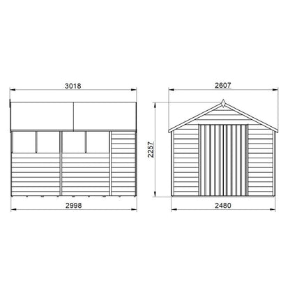 Overlap Pressure Treated 10×8 Apex Shed – Double Door