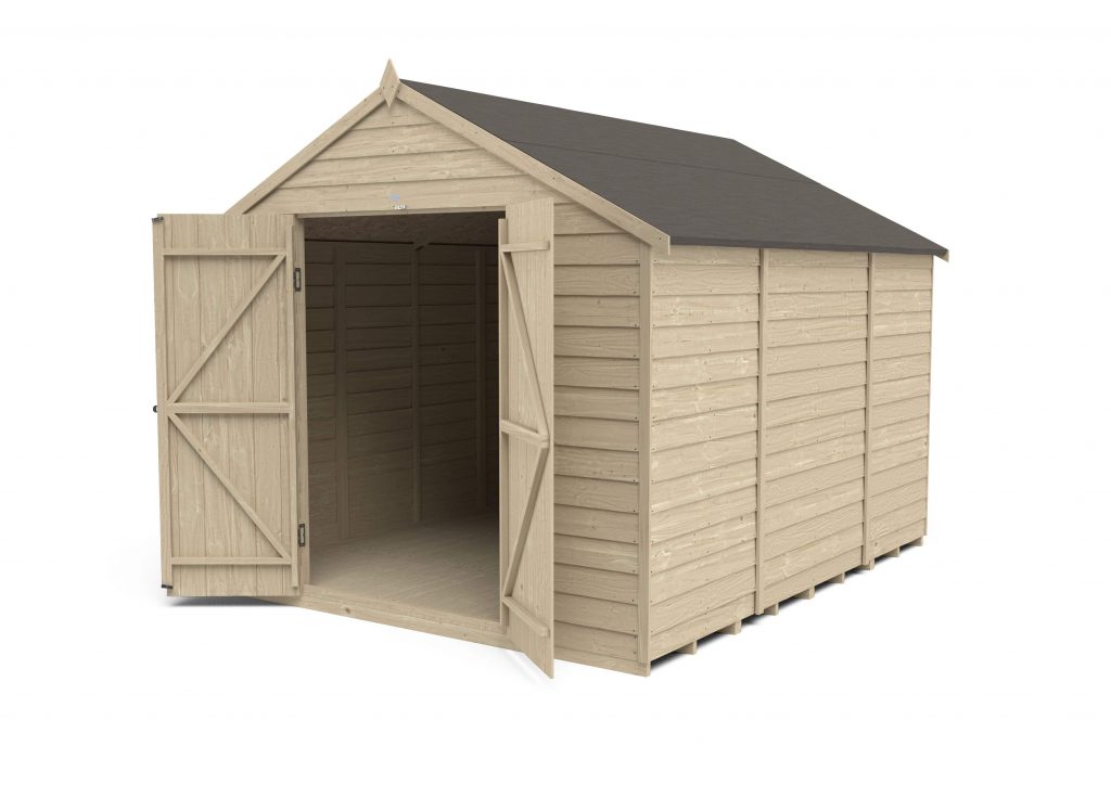 Overlap Pressure Treated 10×8 Apex Shed – Double Door, No Windows