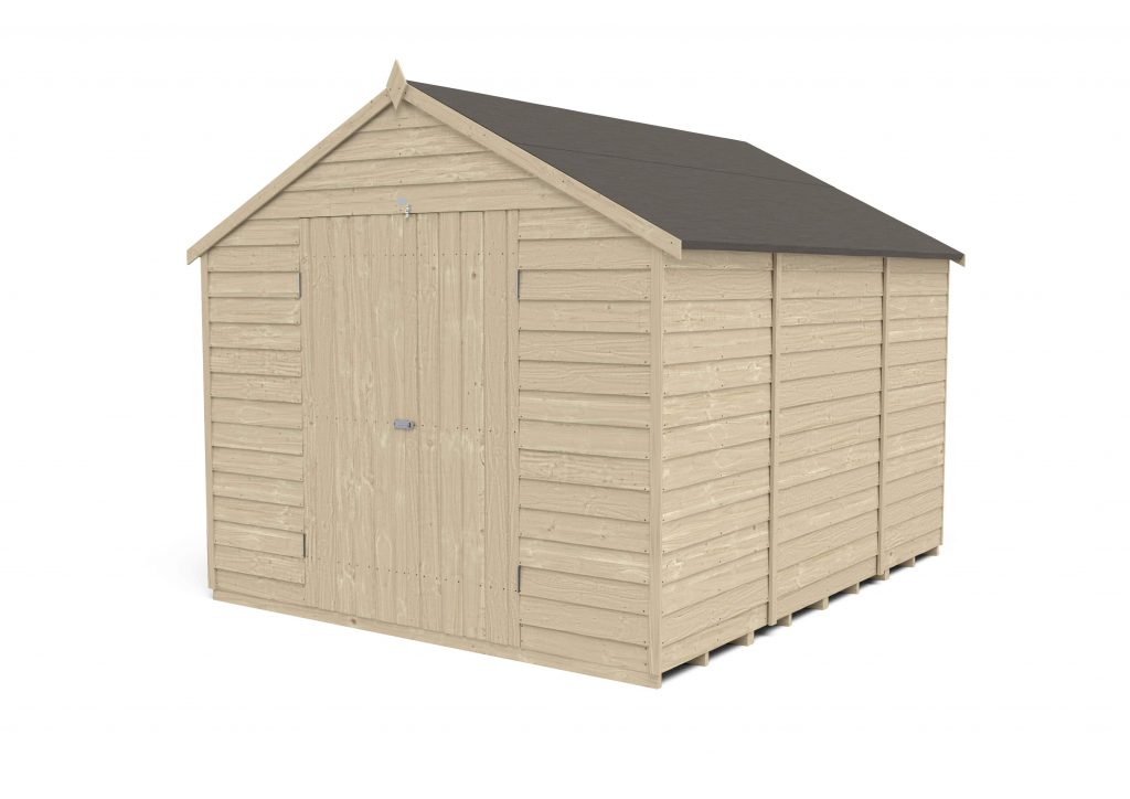 Overlap Pressure Treated 10×8 Apex Shed – Double Door, No Windows