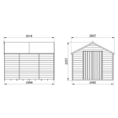 Overlap Pressure Treated 10×8 Apex Shed – Double Door, No Windows