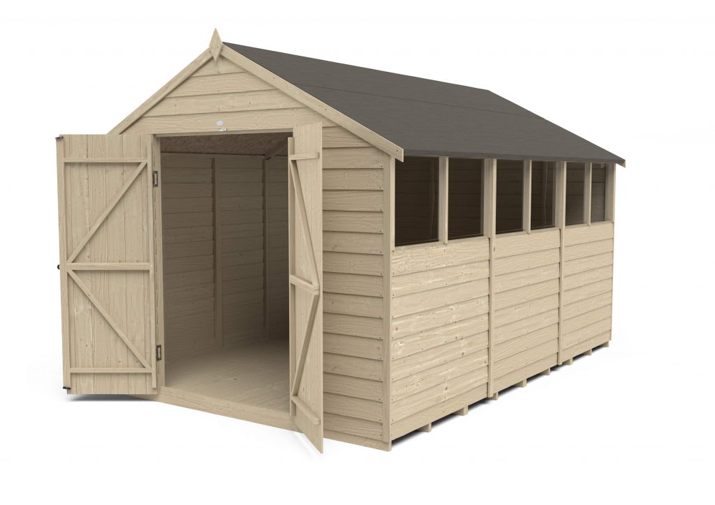 Overlap Pressure Treated 12×8 Apex Shed – Double Door