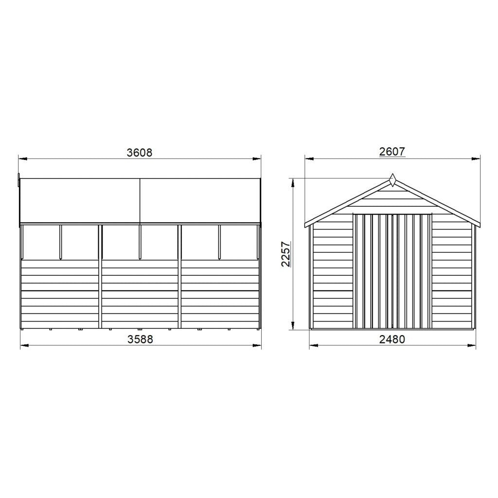 Overlap Pressure Treated 12×8 Apex Shed – Double Door