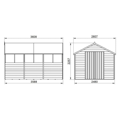 Overlap Pressure Treated 12×8 Apex Shed – Double Door