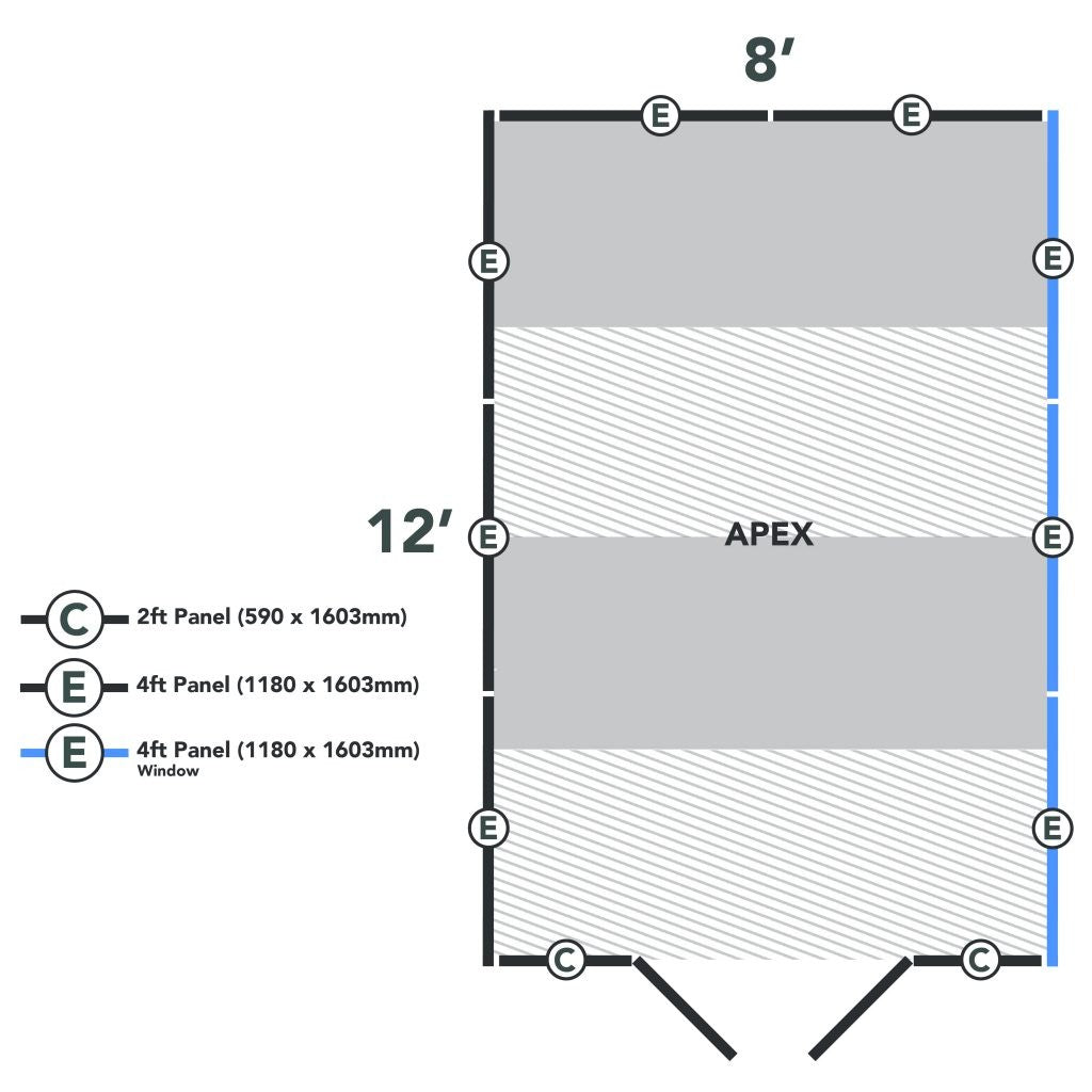 Overlap Pressure Treated 12×8 Apex Shed – Double Door