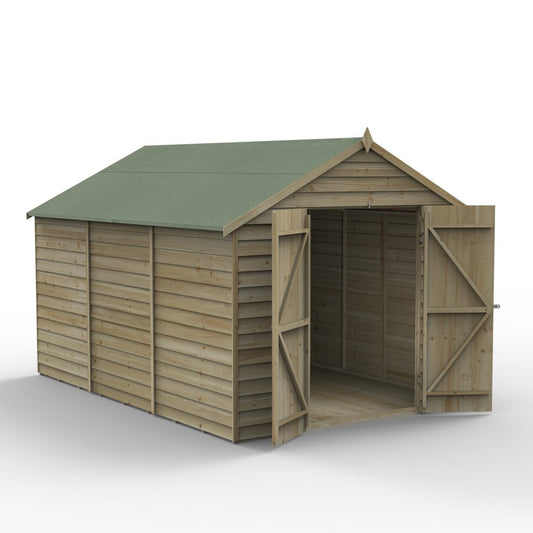 Overlap Pressure Treated 8x12 Apex Shed - No Window, Double Door