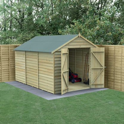 Overlap Pressure Treated 8x12 Apex Shed - No Window, Double Door