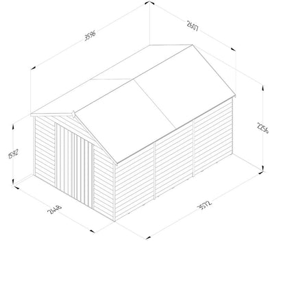 Overlap Pressure Treated 8x12 Apex Shed - No Window, Double Door