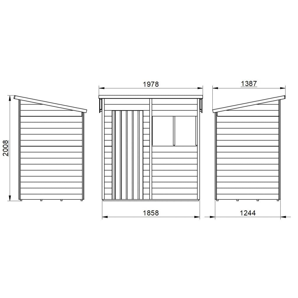 Overlap Pressure Treated 6×4 Pent Shed