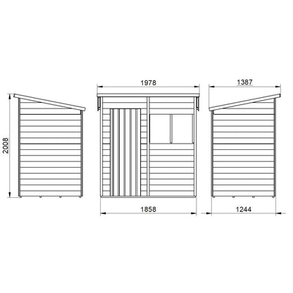 Overlap Pressure Treated 6×4 Pent Shed