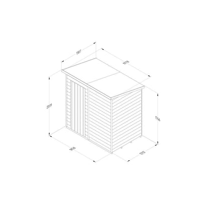 Overlap Pressure Treated 6x4 Pent Shed - No Window