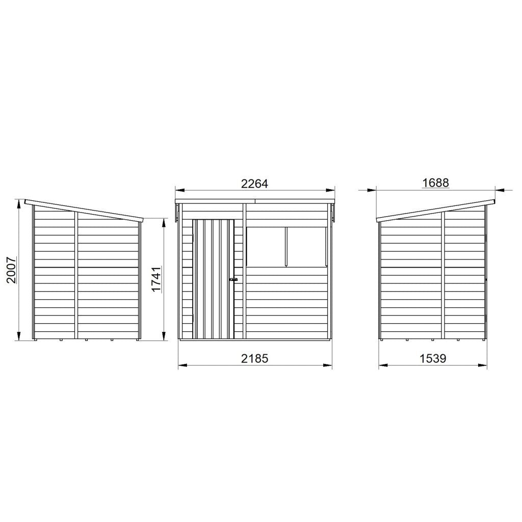 Overlap Pressure Treated 7×5 Pent Shed