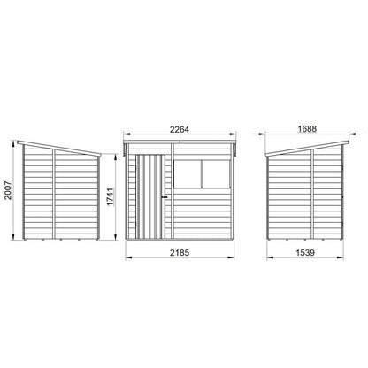 Overlap Pressure Treated 7×5 Pent Shed