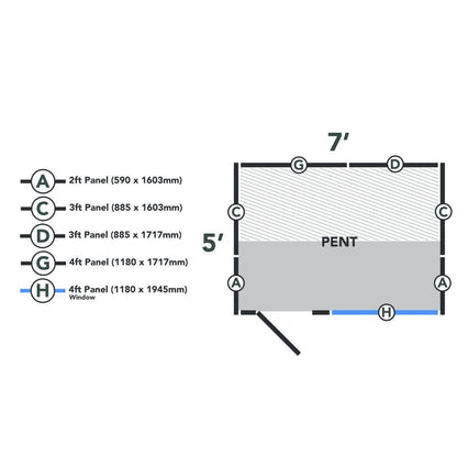 Overlap Pressure Treated 7×5 Pent Shed