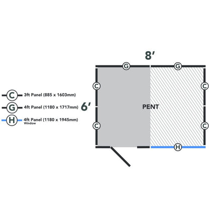 Overlap Pressure Treated 8×6 Pent Shed