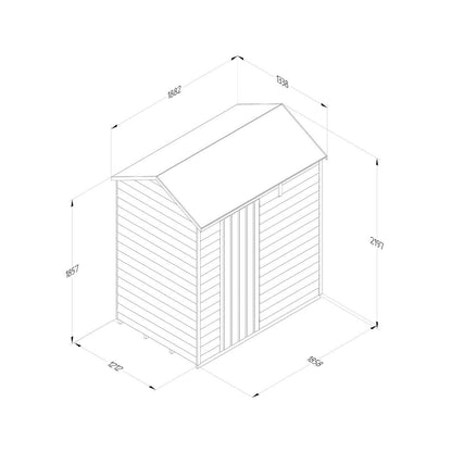 Overlap Pressure Treated 6x4 Reverse Apex Shed - No Window