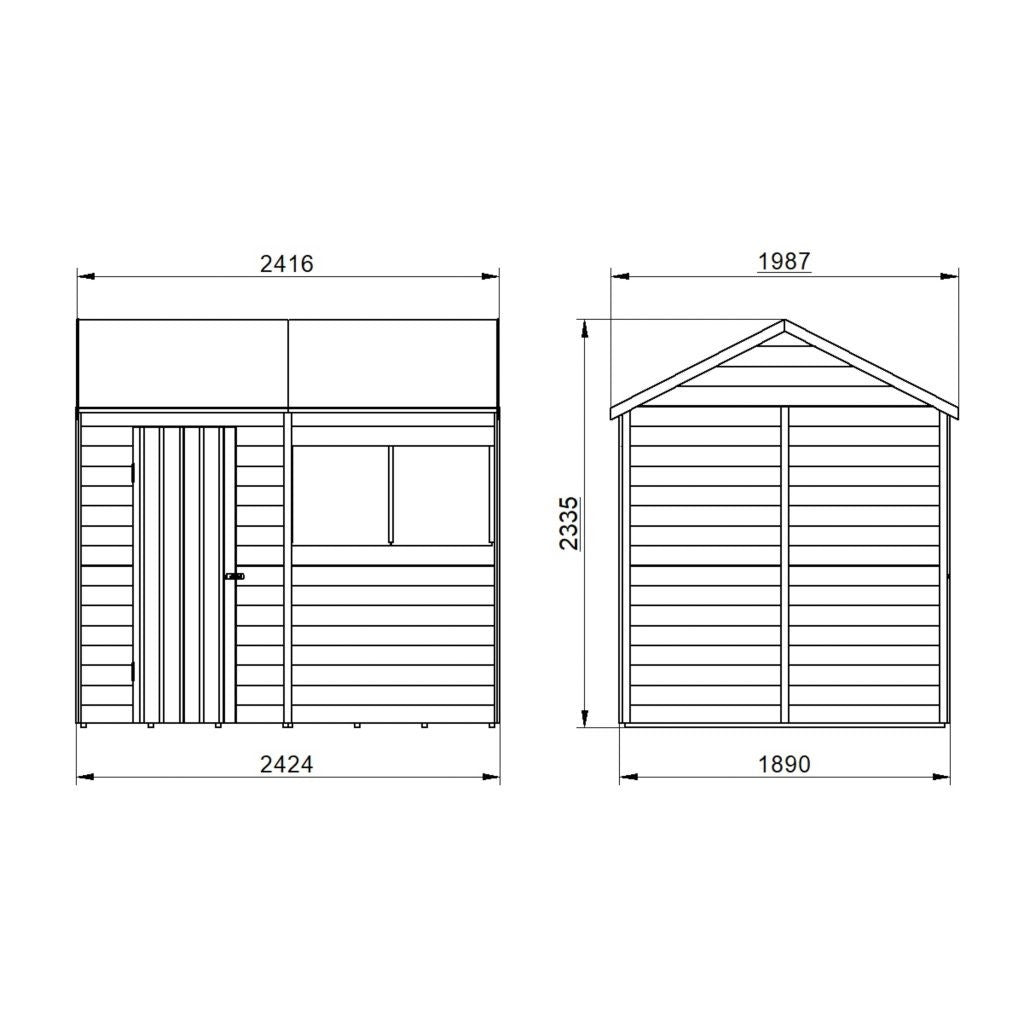 Overlap Pressure Treated 8×6 Reverse Apex Shed