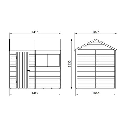 Overlap Pressure Treated 8×6 Reverse Apex Shed