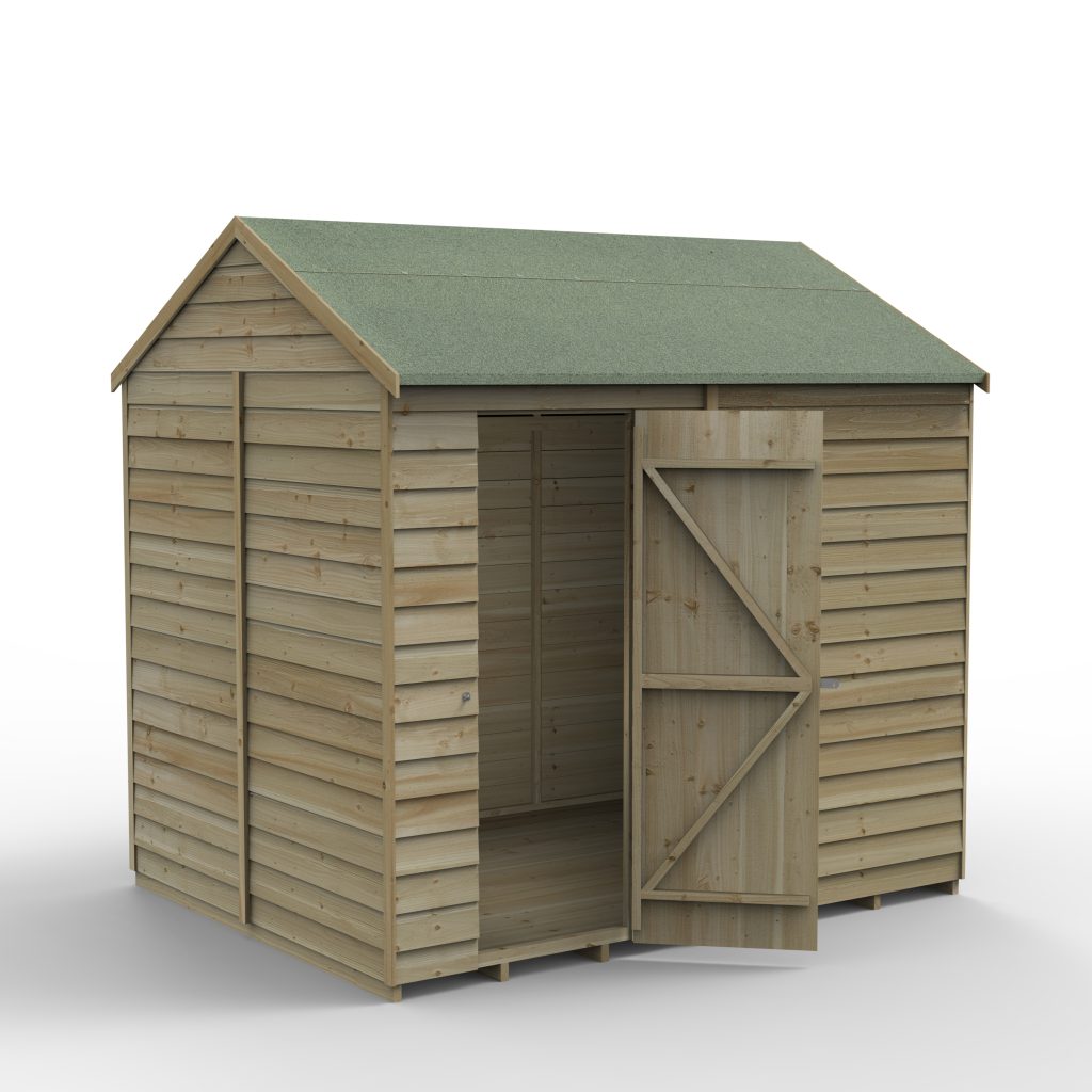 Overlap Pressure Treated 8x6 Reverse Apex Shed - No Window
