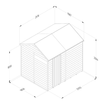 Overlap Pressure Treated 8x6 Reverse Apex Shed - No Window