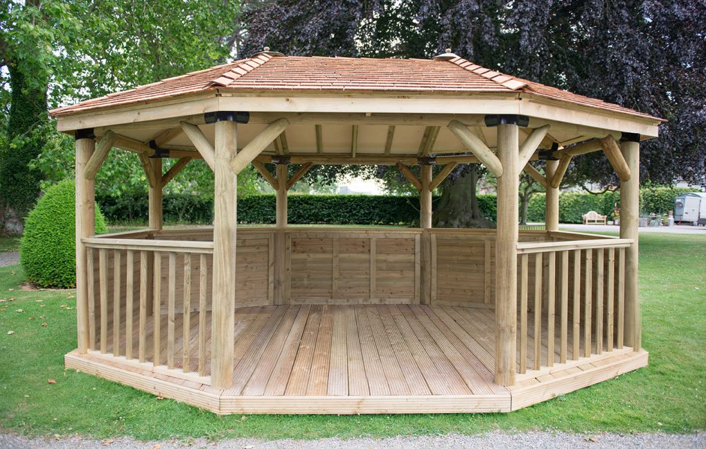 5.1m Premium Oval Wooden Gazebo with Cedar Roof